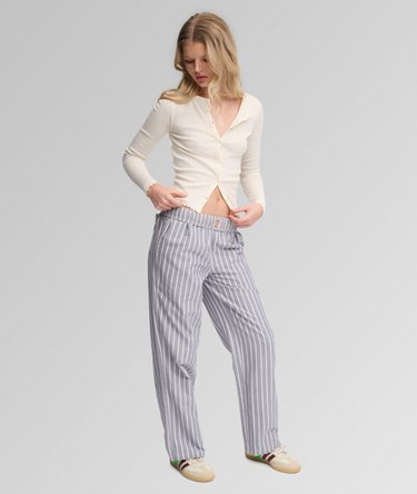 Cotton Stripe Trousers Image 1