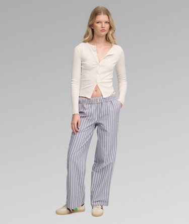 Cotton Stripe Trousers Image 5