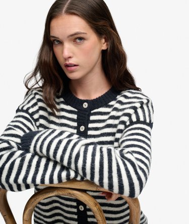 Brushed Knit Striped Cardigan Image 1