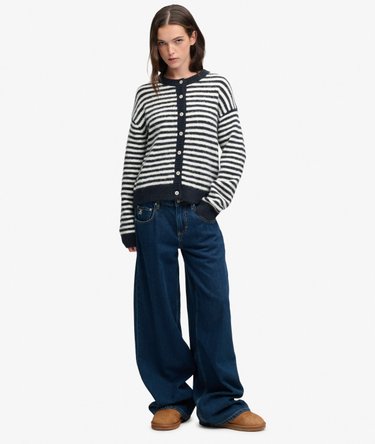 Brushed Knit Striped Cardigan Image 3