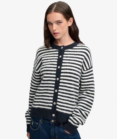 Brushed Knit Striped Cardigan Image 2