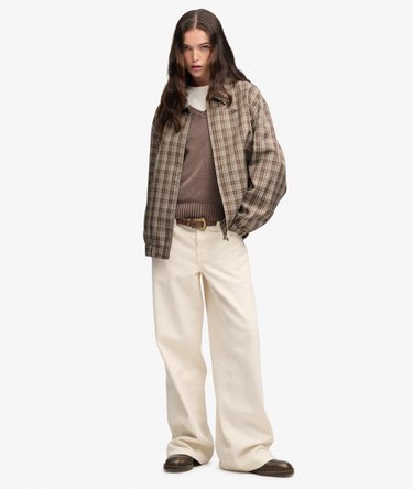 Karierte Bomber-Jacke mit Oversized-Passform Image 4