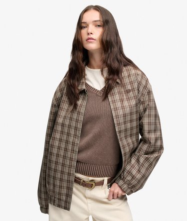 Karierte Bomber-Jacke mit Oversized-Passform Image 3