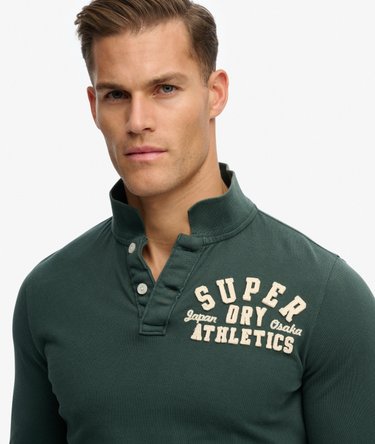 Vintage Athletic Long Sleeve Polo Shirt Image 5