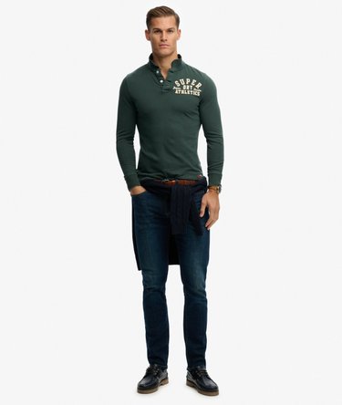 Vintage Athletic Long Sleeve Polo Shirt Image 4