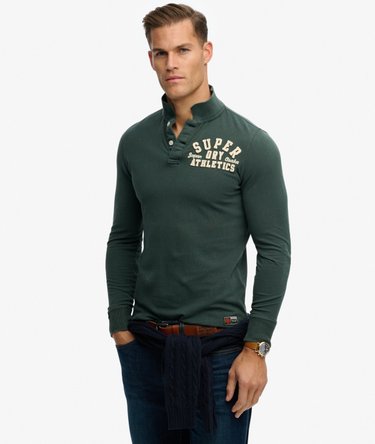 Vintage Athletic Long Sleeve Polo Shirt Image 2