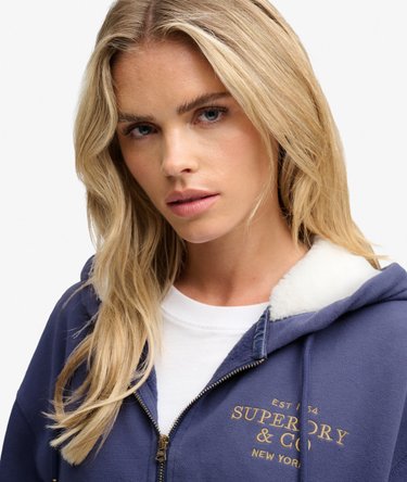 Luxe Hoodie met Bontkraag en Rits Image 1