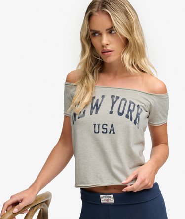 Graphic Bardot Top slanke pasvorm Image 1