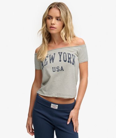 Graphic Bardot Top slanke pasvorm Image 2