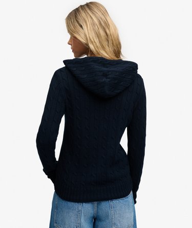 Kapuzenjacke mit Zopfmuster und schmaler Passform Image 5