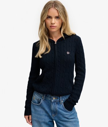 Kapuzenjacke mit Zopfmuster und schmaler Passform Image 2