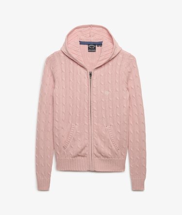 Kapuzenjacke mit Zopfmuster und schmaler Passform Image 7