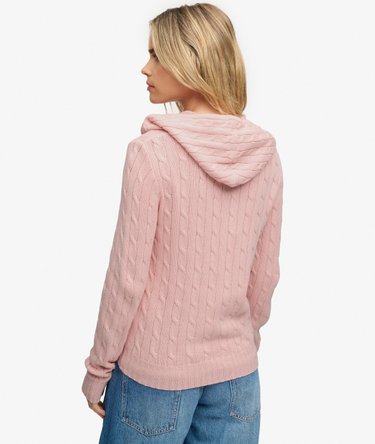 Kapuzenjacke mit Zopfmuster und schmaler Passform Image 5