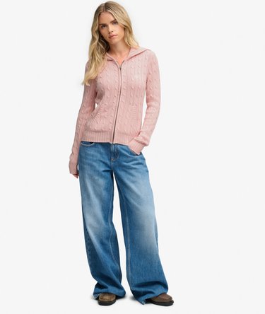 Kapuzenjacke mit Zopfmuster und schmaler Passform Image 3