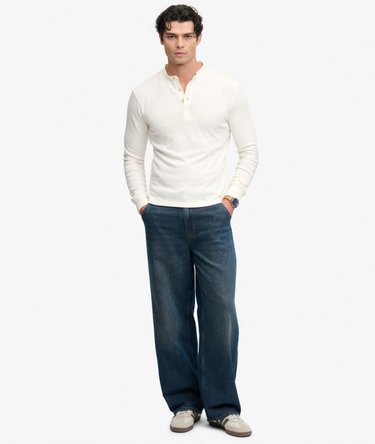 Woven Placket Grandad Top Image 3