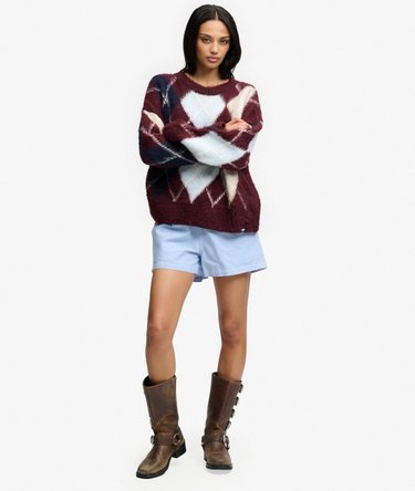 Argyle-Pullover mit lockerer Passform Image 3