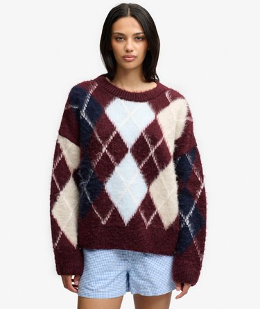 Argyle-Pullover mit lockerer Passform Image 1