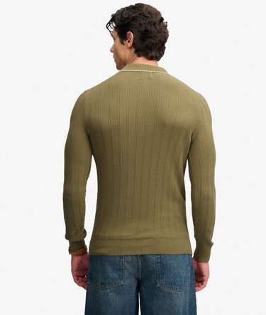 Strikket Poloshirt med Lange &AElig;rmer Afslappet Pasform Image 5