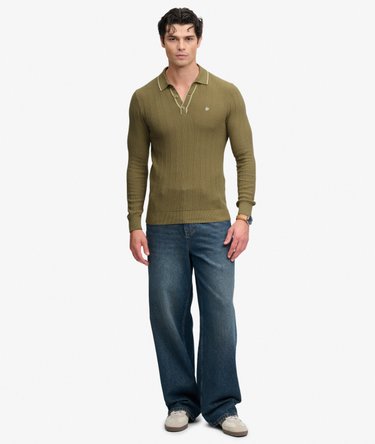 Strikket Poloshirt med Lange &AElig;rmer Afslappet Pasform Image 3