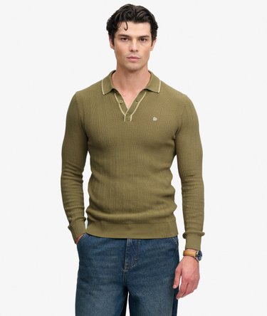 Strikket Poloshirt med Lange &AElig;rmer Afslappet Pasform Image 1