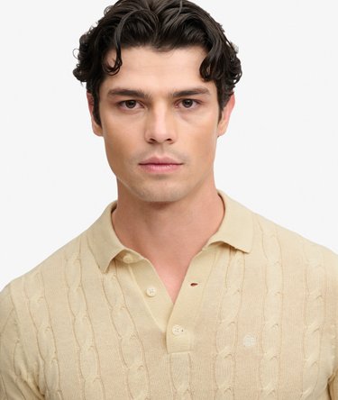 Knitted Cable Long Sleeve Polo Top Image 4