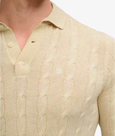 Knitted Cable Long Sleeve Polo Top Image 2