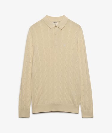 Knitted Cable Long Sleeve Polo Top Image 7