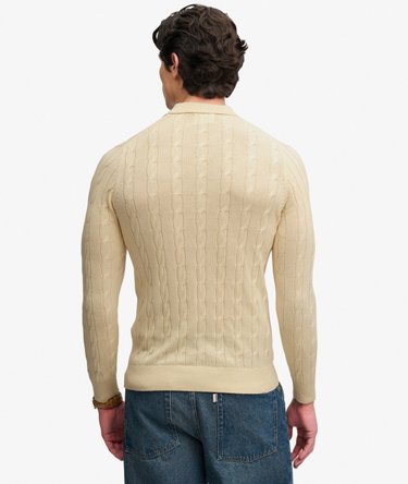 Knitted Cable Long Sleeve Polo Top Image 5