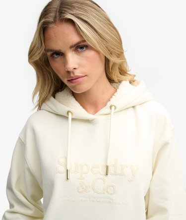 Kapuzenpullover mit Pailletten-Logostickerei lockere Passform Image 4