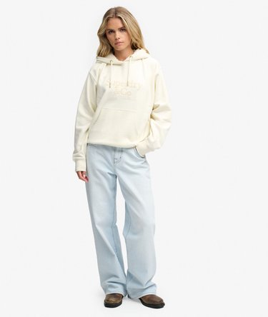 Kapuzenpullover mit Pailletten-Logostickerei lockere Passform Image 3