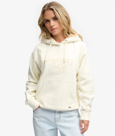 Kapuzenpullover mit Pailletten-Logostickerei lockere Passform Image 2
