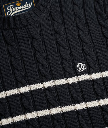 Pull en maille torsad&eacute;e &agrave; rayures en coton Image 6