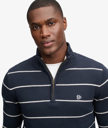 Cotton Stripe Half Zip Knit Image 4