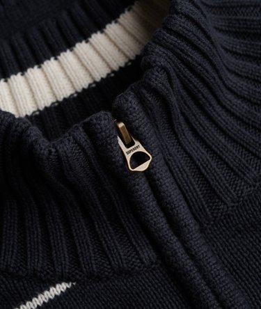 Cotton Stripe Half Zip Knit Image 6