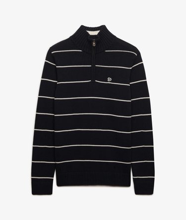 Cotton Stripe Half Zip Knit Image 7