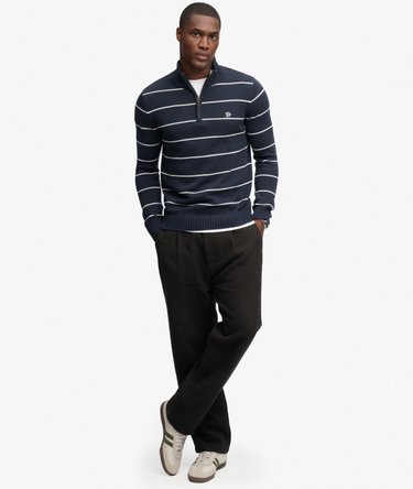 Cotton Stripe Half Zip Knit Image 3