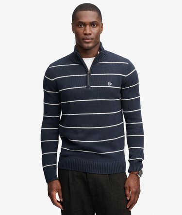 Cotton Stripe Half Zip Knit Image 1