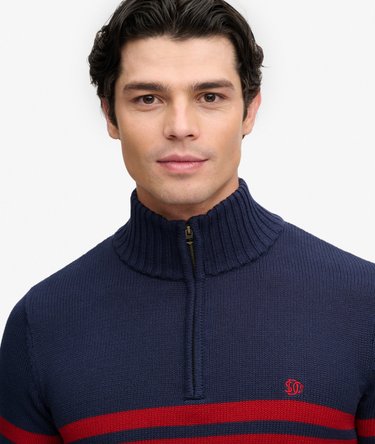 Cotton Stripe Half Zip Knit Image 4
