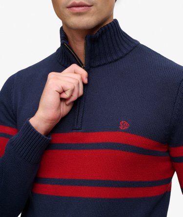 Cotton Stripe Half Zip Knit Image 2