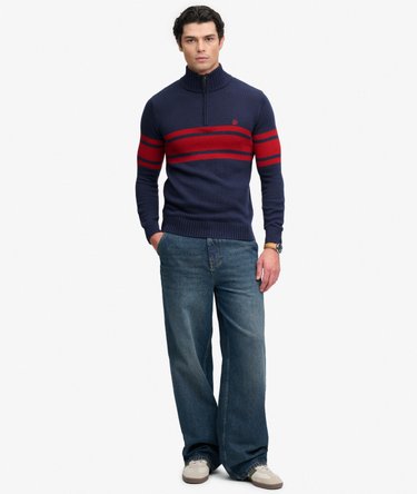 Cotton Stripe Half Zip Knit Image 3