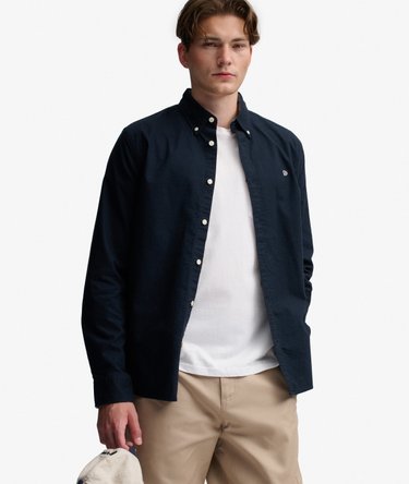 Camisa Oxford Preppy Manga Larga Corte Relajado Image 3