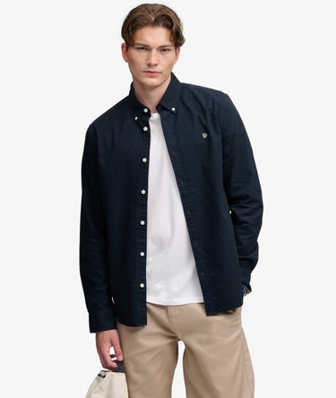 Camisa Oxford Preppy Manga Larga Corte Relajado Image 1