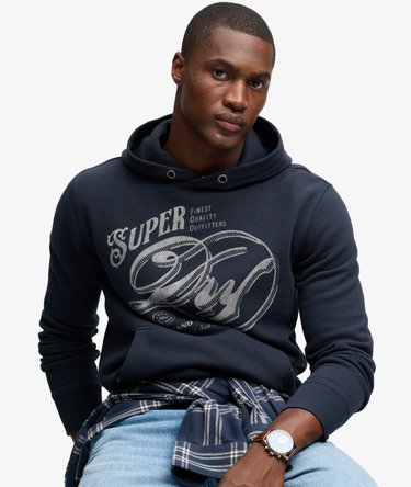 Sweat &agrave; capuche Vintage Script coupe d&eacute;contract&eacute;e Image 1