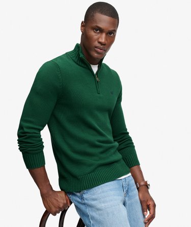 Katoenen Half Zip Trui slanke pasvorm Image 1