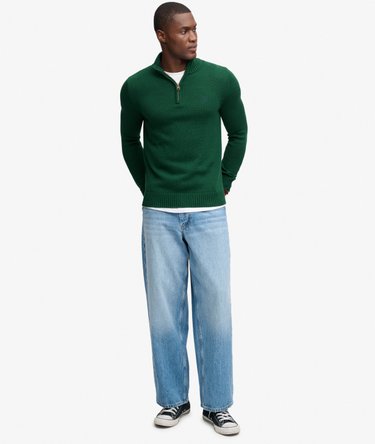 Katoenen Half Zip Trui slanke pasvorm Image 3