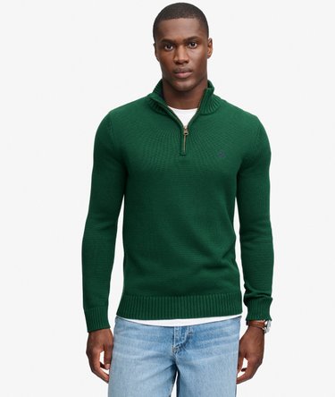 Katoenen Half Zip Trui slanke pasvorm Image 2