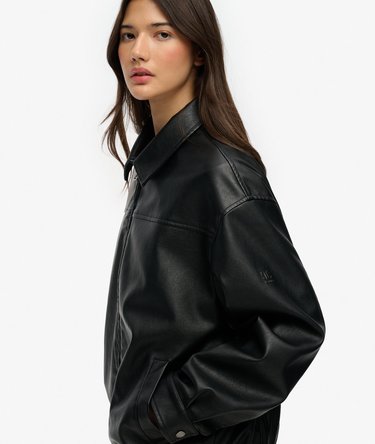 Collared Oversized Bomber Jacket Image 2