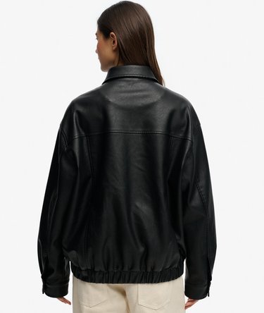 Collared Oversized Bomber Jacket Image 6