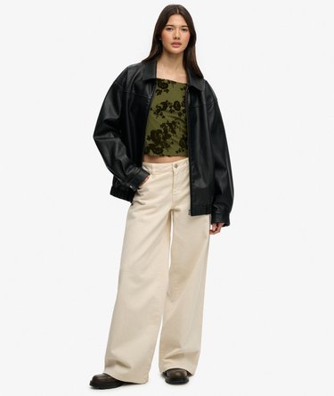Collared Oversized Bomber Jacket Image 4
