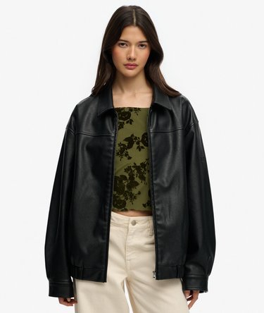Collared Oversized Bomber Jacket Image 3